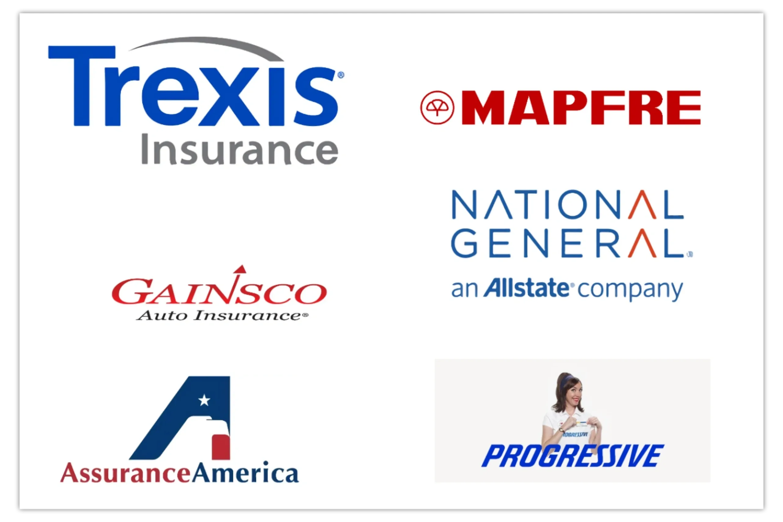 Collection of insurance company logos on white background